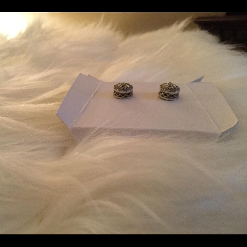 SS Lab Created White Sapphire Earrings - Picture 2 of 2